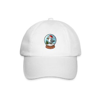Glaskugel Schneekugel Moin Möwe Mütze Weihnachten - Baseballkappe - Weiß/Weiß - Vorne