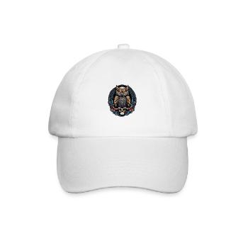 Dekorative Eule mit Skull und Rosenblüten - Baseballkappe - Weiß/Weiß - Vorne