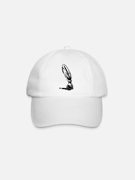 Tintenfass und Feder Design - Baseballkappe - Weiß/Weiß