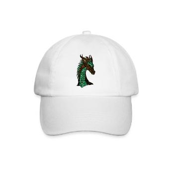 Der grün gold glitzernde Drache - Baseballkappe - Weiß/Weiß - Vorne