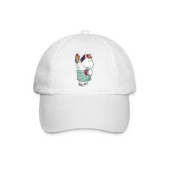 Freiheits Einhorn Comic - Baseballkappe - Weiß/Weiß - Vorne