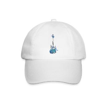 gitarre bass e-gitarre gitarrenspieler musik noten - Baseballkappe - Weiß/Weiß - Vorne