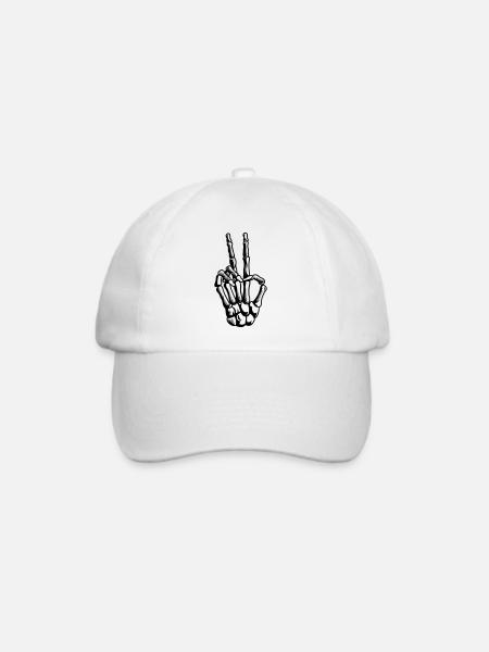 Peace Zeichen, Handzeichen - Baseballkappe - Weiß/Weiß