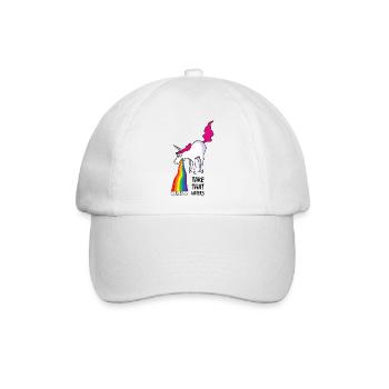 Einhorn kotzt Regenbogen - haters - Baseballkappe - Weiß/Weiß - Vorne