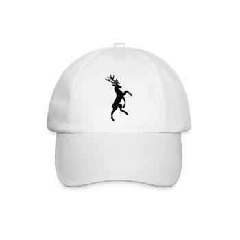 Stehende Hirsch Heraldik Schattenfigur - Baseballkappe - Weiß/Weiß - Vorne