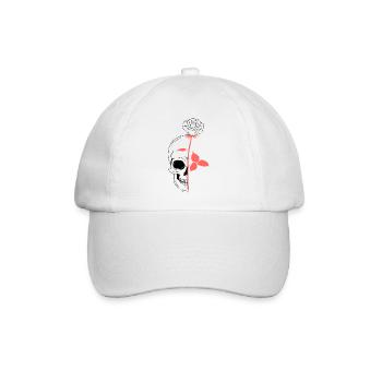 Rosa Totenkopf Totenkopf - Baseballkappe - Weiß/Weiß - Vorne