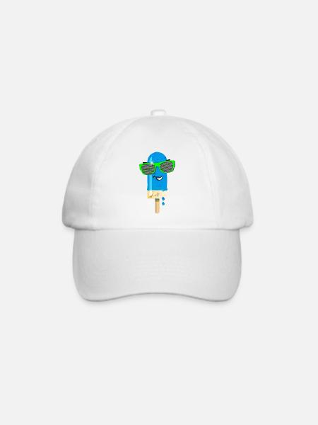 Eis am Stiel Sommerhitze coole Sonnenbrille lecker - Baseballkappe - Weiß/Weiß