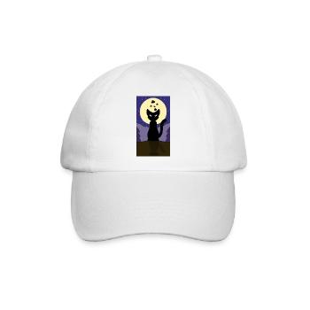 Mondschein-Halloween-Katze - Baseballkappe - Weiß/Weiß - Vorne