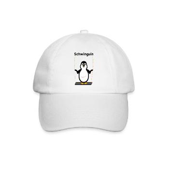 Schwinguin - Pinguin auf Schaukel - Baseballkappe - Weiß/Weiß - Vorne