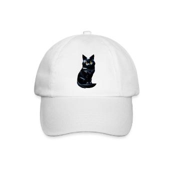 Schwarzes Katzen-Origami vorne - Baseballkappe - Weiß/Weiß - Vorne