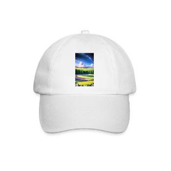 Landschaft mit 4 Bereichen, Generative KI - Baseballkappe - Weiß/Weiß - Vorne