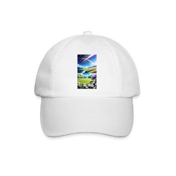 Landschaft mit 4 Bereichen, Generative KI - Baseballkappe - Weiß/Weiß - Vorne