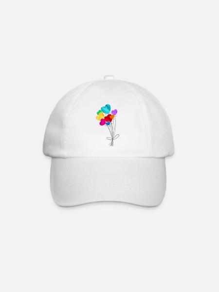 Strauß herzförmiger Luftballons - Baseballkappe - Weiß/Weiß