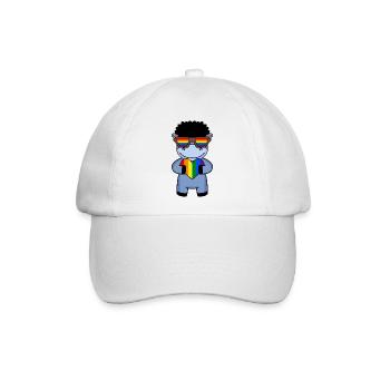 Regenbogen - Esel mit Brille und Herz - Baseballkappe - Weiß/Weiß - Vorne