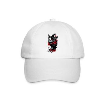 Eule mit roten Blumen - Baseballkappe - Weiß/Weiß - Vorne