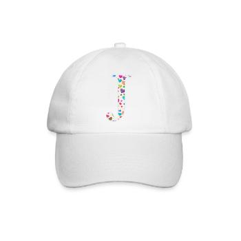 Personalisierbar Monogramm J Herzmuster - Baseballkappe - Weiß/Weiß - Vorne