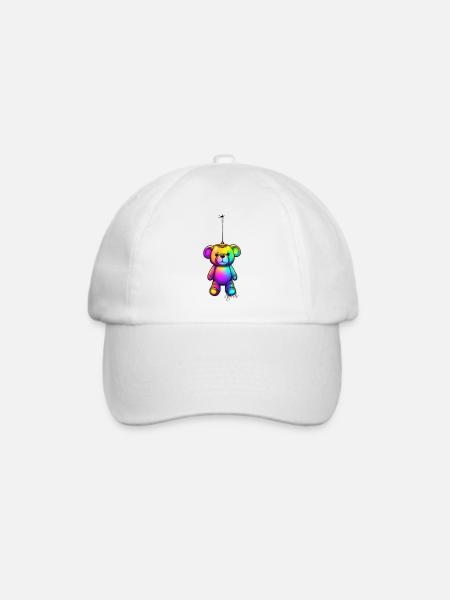 Hanged TEDDY im Neon Light Art - Bruh-style shirt - Baseballkappe - Weiß/Weiß