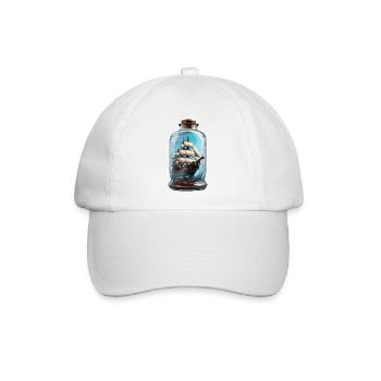 Flaschenschiff / Flaschenpost / Ahoi / Anker - Baseballkappe - Weiß/Weiß - Vorne