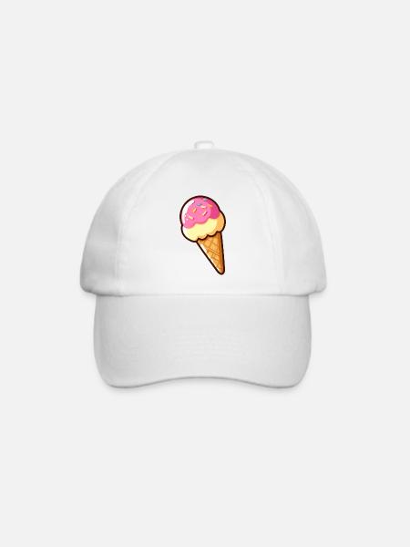 Erdbeer-Vanille-Eis - Baseballkappe - Weiß/Weiß