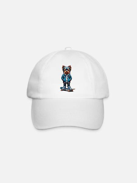 Yorkshire Terrier Skater - Baseballkappe - Weiß/Weiß