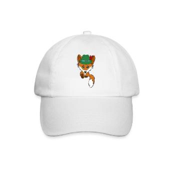 Fuchs mit Trachtenhut in Tasche - Baseballkappe - Weiß/Weiß - Vorne