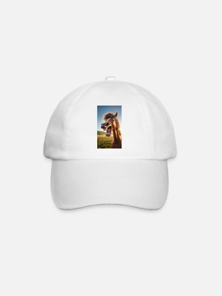 Lachendes Pferd - Baseballkappe - Weiß/Weiß