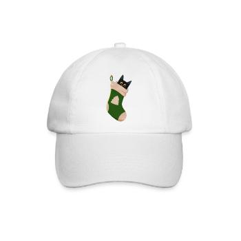 Katze in grünem Stiefel - Baseballkappe - Weiß/Weiß - Vorne
