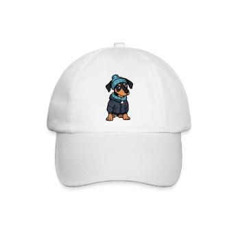 Doberman Hund Stylisch - Baseballkappe - Weiß/Weiß - Vorne