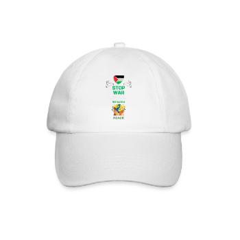 STOP WAR - Free Palestine - Baseballkappe - Weiß/Weiß - Vorne