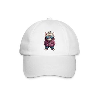 Katze Winter - Baseballkappe - Weiß/Weiß - Vorne