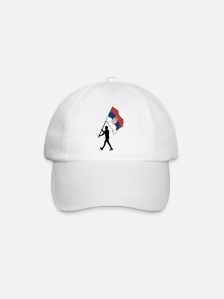 Flagge Serbien Mann geht - Baseballkappe - Weiß/Weiß