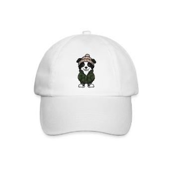 Border Collie Hund Cartoon - Baseballkappe - Weiß/Weiß - Vorne