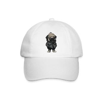 Mops Hund Cartoon - Baseballkappe - Weiß/Weiß - Vorne