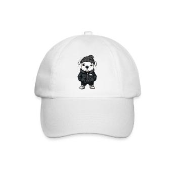 Dogo Argentino Hund Cartoon - Baseballkappe - Weiß/Weiß - Vorne