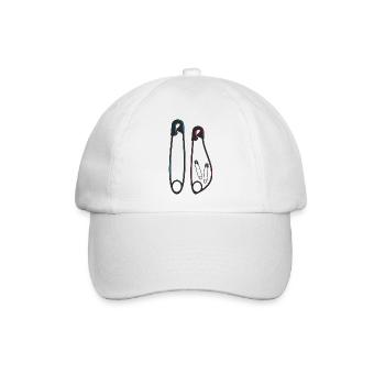 schwangerschaftankündigung Zwillinge Mädchen Bube - Baseballkappe - Weiß/Weiß - Vorne