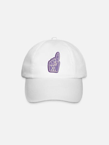 #1 Dad Fanhand Design - Baseballkappe - Weiß/Weiß