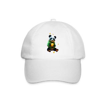 Cyber Panda mit Neon Zitrone - Baseballkappe - Weiß/Weiß - Vorne