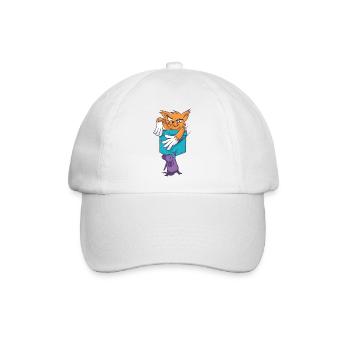 Verspielte Katze mit Mausmuster - Baseballkappe - Weiß/Weiß - Vorne