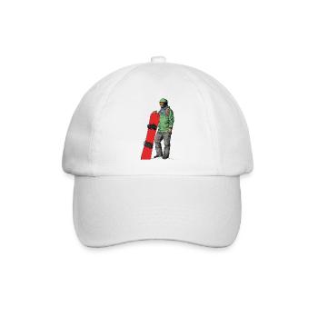 Abenteuerlicher Snowboarder - Baseballkappe - Weiß/Weiß - Vorne