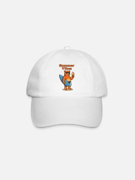 Summer Vibes Bear - Sommerbär mit Eis - Baseballkappe - Weiß/Weiß