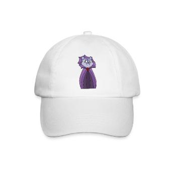 Vampirkatze im lila Umhang - Baseballkappe - Weiß/Weiß - Vorne