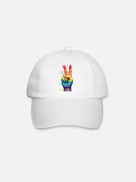 Regenbogen-Peace Hand – Das Leben ist voller Magie - Baseballkappe - Weiß/Weiß