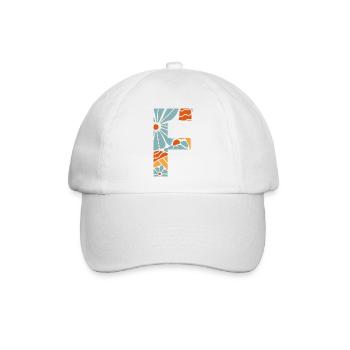 Buchstabe f groovige Blumen Geschenkidee - Baseballkappe - Weiß/Weiß - Vorne