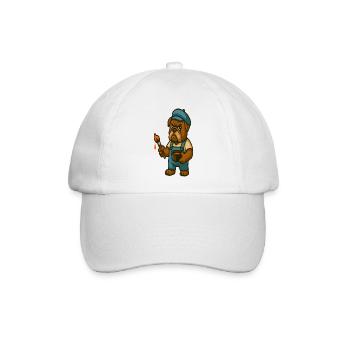 Maler Bulldoggen-Maskottchen mit Farbeimer - Baseballkappe - Weiß/Weiß - Vorne