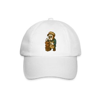 Bildhauer Bulldoggen-Maskottchen schnitzt eine Tonbüste - Baseballkappe - Weiß/Weiß - Vorne