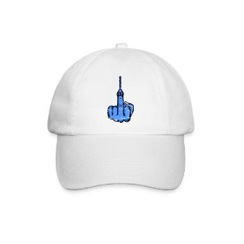 Fuck You Bohrer – Blaus Mittelfinger - Baseballkappe - Weiß/Weiß - Vorne