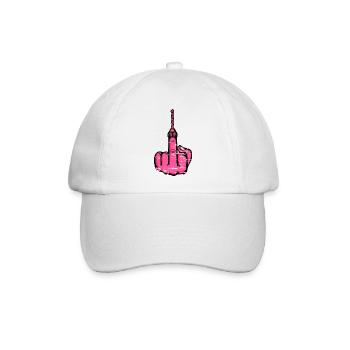 Fuck You Bohrer – Rosa Mittelfinger - Baseballkappe - Weiß/Weiß - Vorne