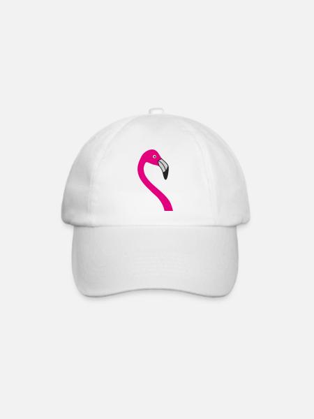 Flamingo Neon Pink Silhouette - Baseballkappe - Weiß/Weiß