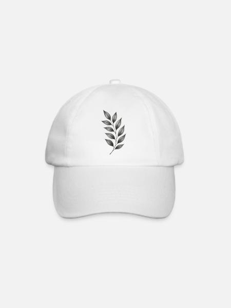 Graue Blattzweige Botanische Minimallinien - Baseballkappe - Weiß/Weiß