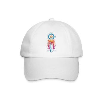 Glaubenslicht Kerze Retro Spirit Design - Baseballkappe - Weiß/Weiß - Vorne